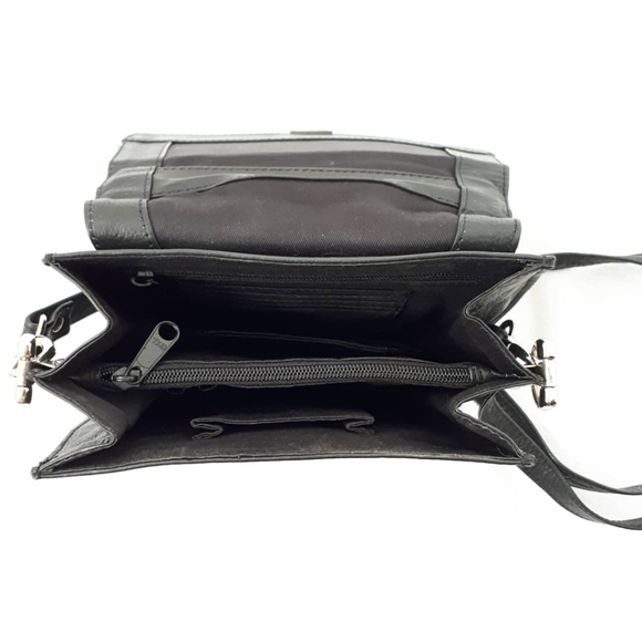 Vintage Black Leather Handbag with Silver Details - Picture 4 of 6